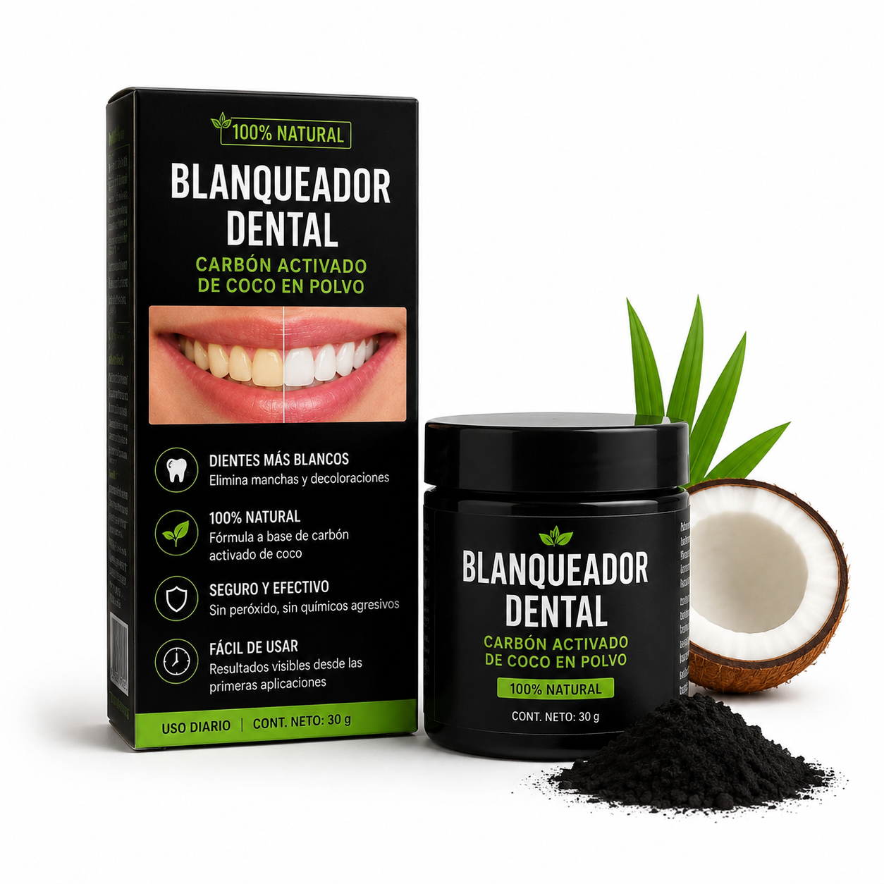 POLVO MAGICO BLANQUEADOR DE DIENTES (NEGRO)